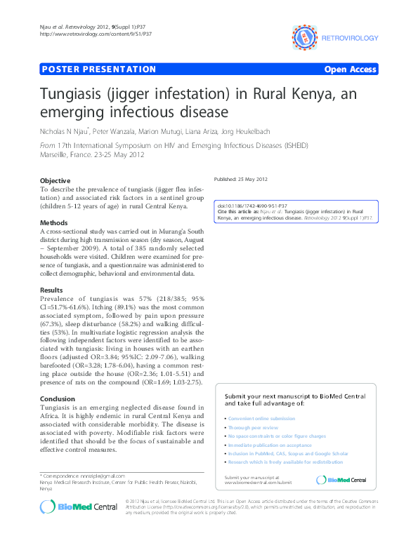(PDF) Tungiasis (jigger infestation) in Rural Kenya, an emerging