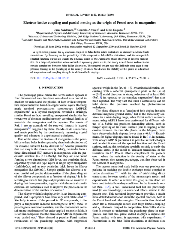 (PDF) Electron-lattice coupling and partial nesting as the origin of ...