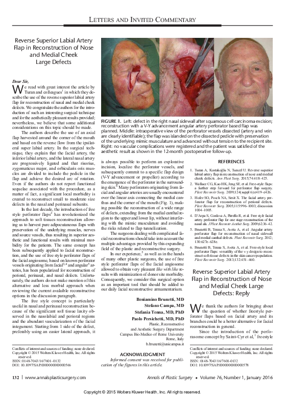 (PDF) Reverse Superior Labial Artery Flap in Reconstruction of Nose and ...