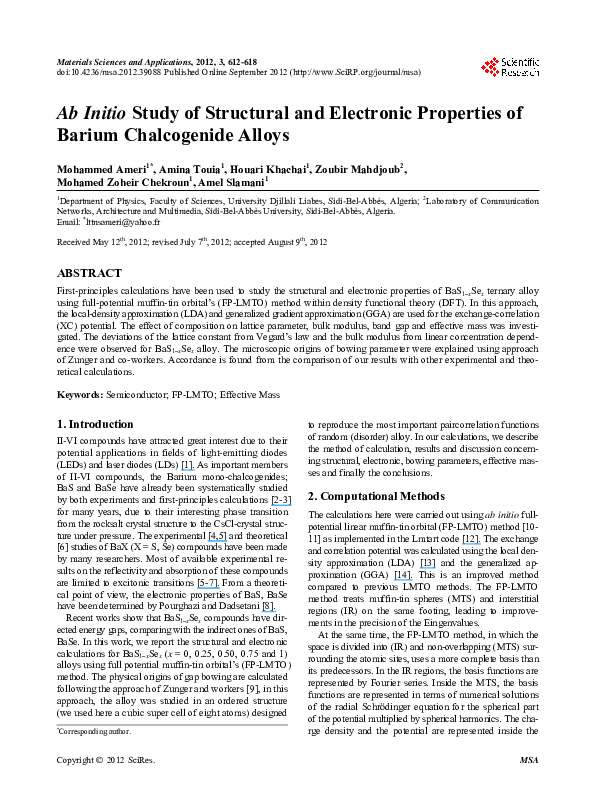 (PDF) Ab Initio Study of Structural and Electronic Properties of ...