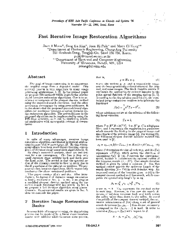 (PDF) Fast iterative image restoration algorithms