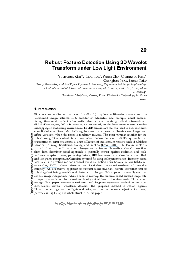 (PDF) Robust Feature Detection Using 2D Wavelet Transform Under Low ...