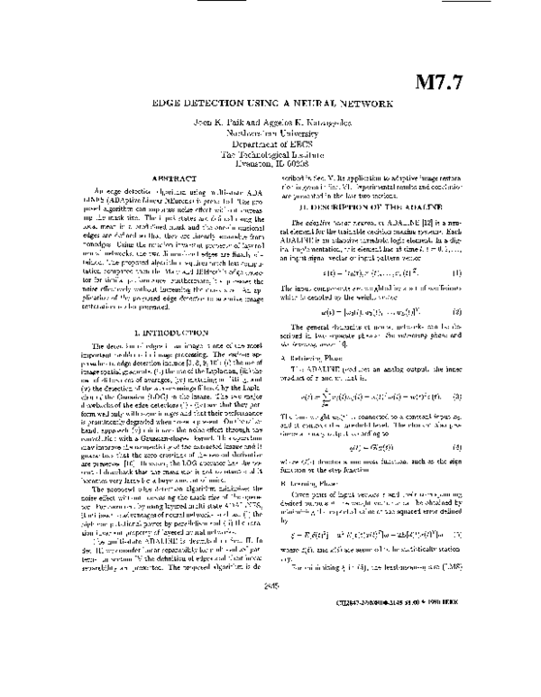 (PDF) Edge detection using a neural network