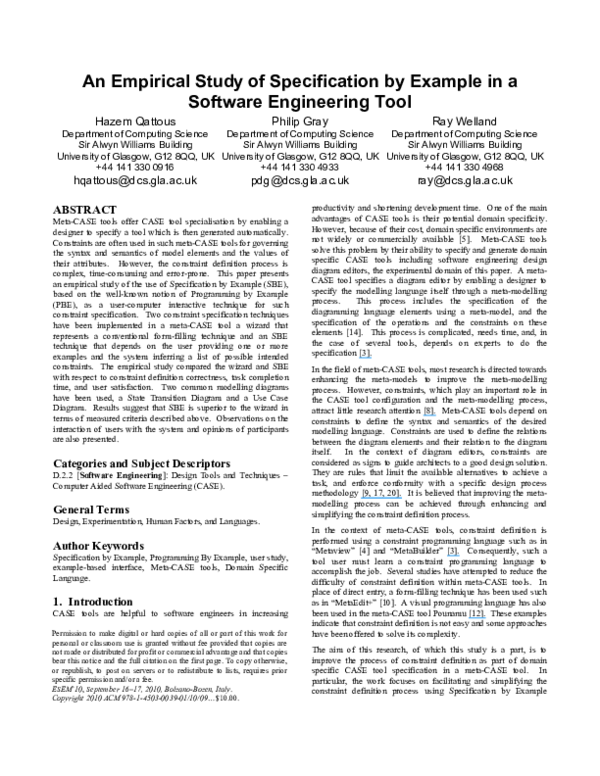 (PDF) An empirical study of specification by example in a software ...