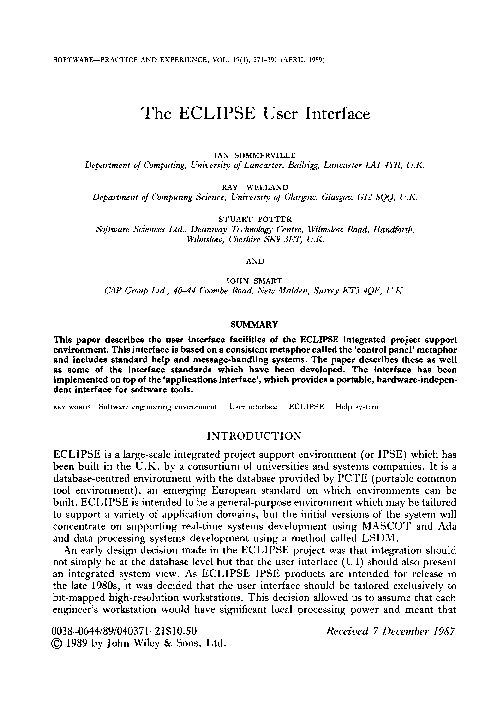 (PDF) The ECLIPSE user interface