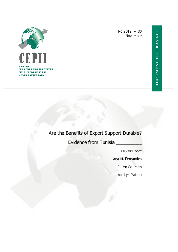 (PDF) Are the Benefits of Export Support Durable? Evidence from Tunisia