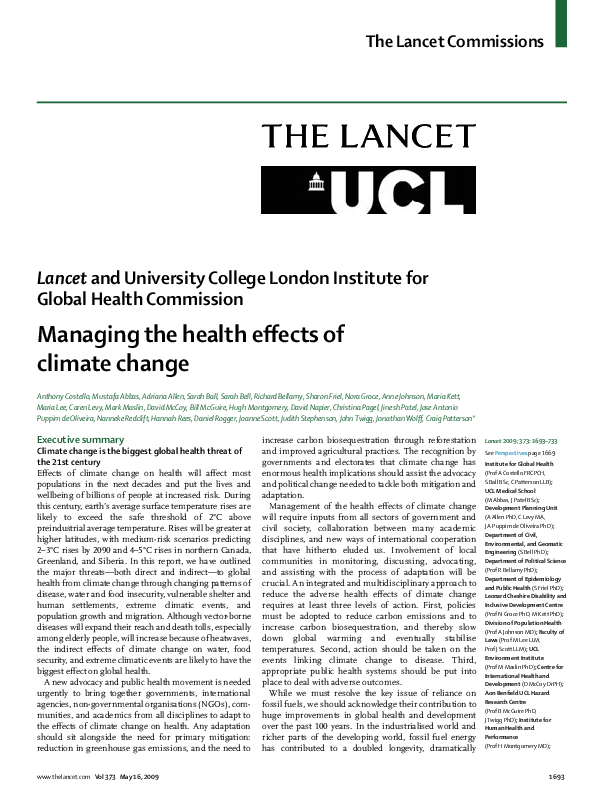 (PDF) Managing the health effects of climate change