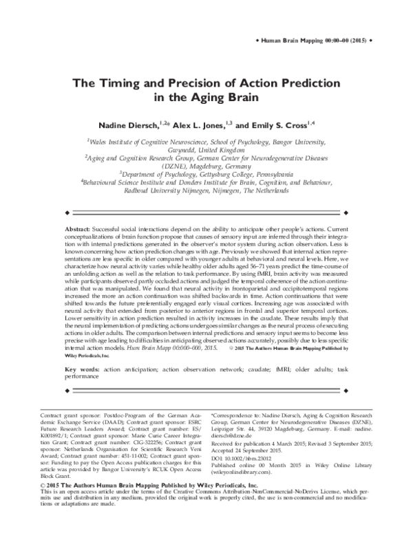 (PDF) The Timing and Precision of Action Prediction in the Aging Brain