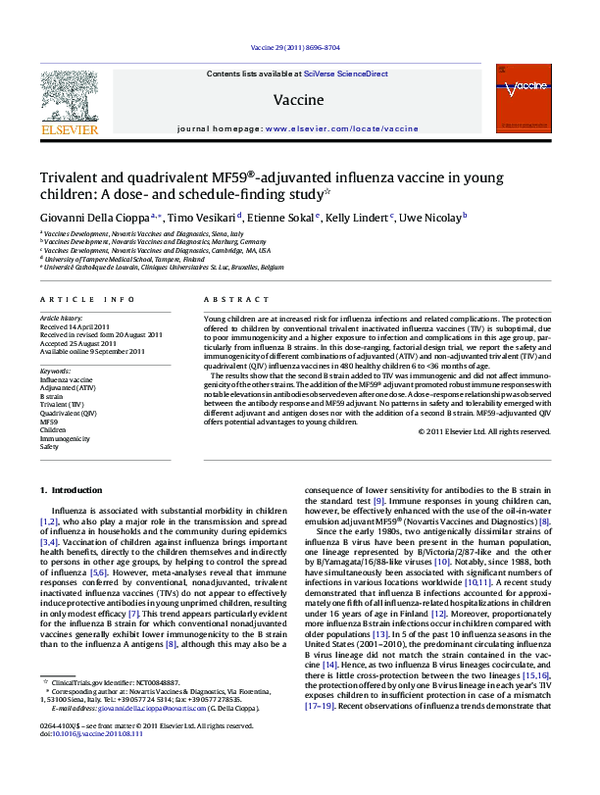 (PDF) Trivalent and quadrivalent MF59®-adjuvanted influenza vaccine in ...