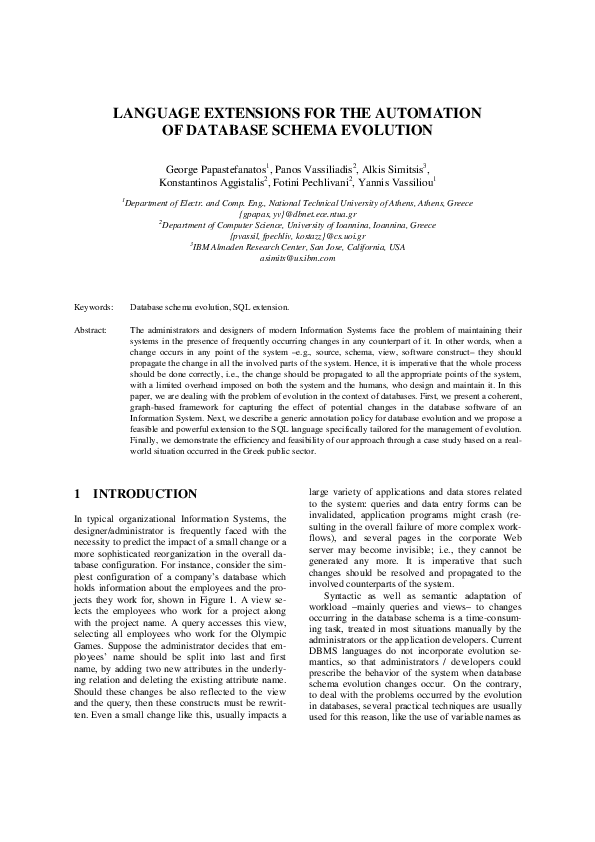 (PDF) Language extensions for the automation of database schema evolution