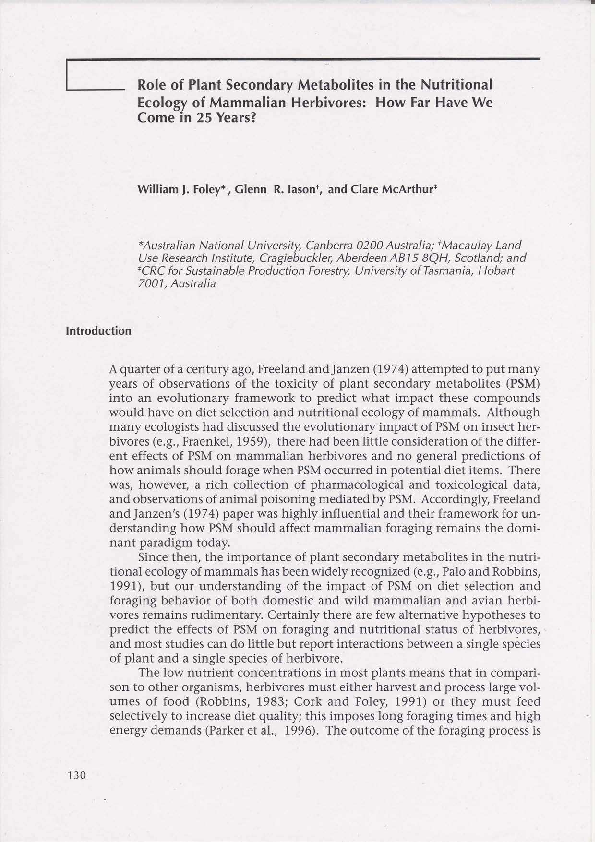 (PDF) Role of plant secondary metabolites in the nutritional ecology of ...