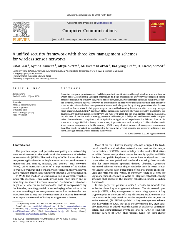 (PDF) A unified security framework with three key management schemes ...