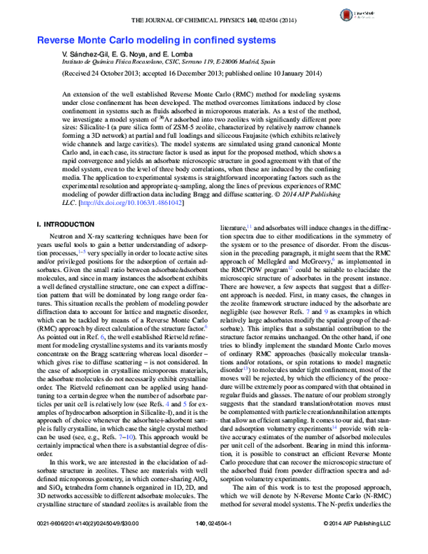 (PDF) Reverse Monte Carlo modeling in confined systems