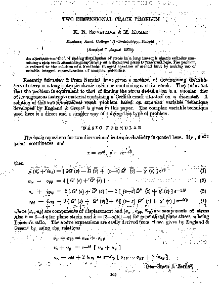 (PDF) Two Dimensional Crack Problem