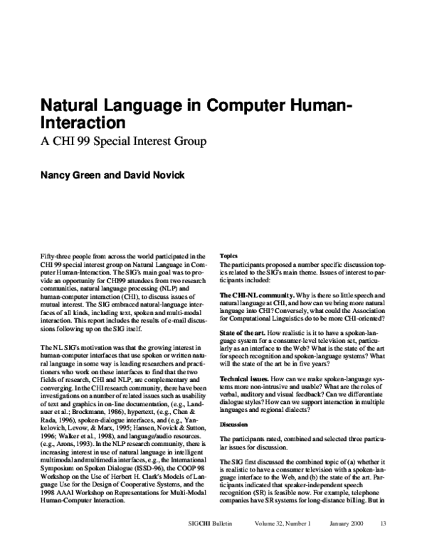 (PDF) Towards computer-human interaction in natural language