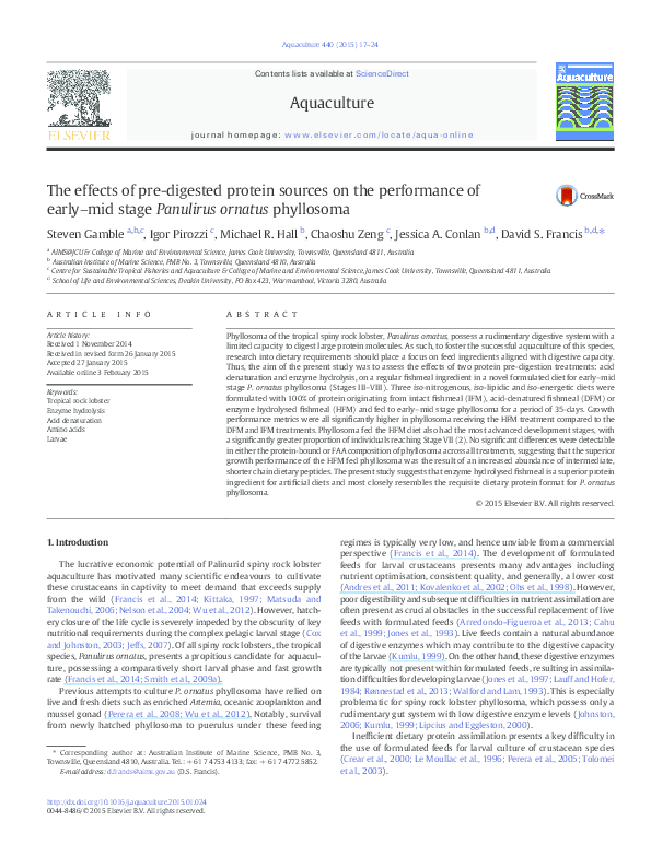 (PDF) The effects of pre-digested protein sources on the performance of ...