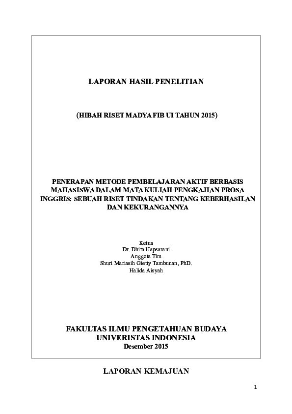 (DOC) PENERAPAN METODE PEMBELAJARAN AKTIF BERBASIS MAHASISWA DALAM MATA