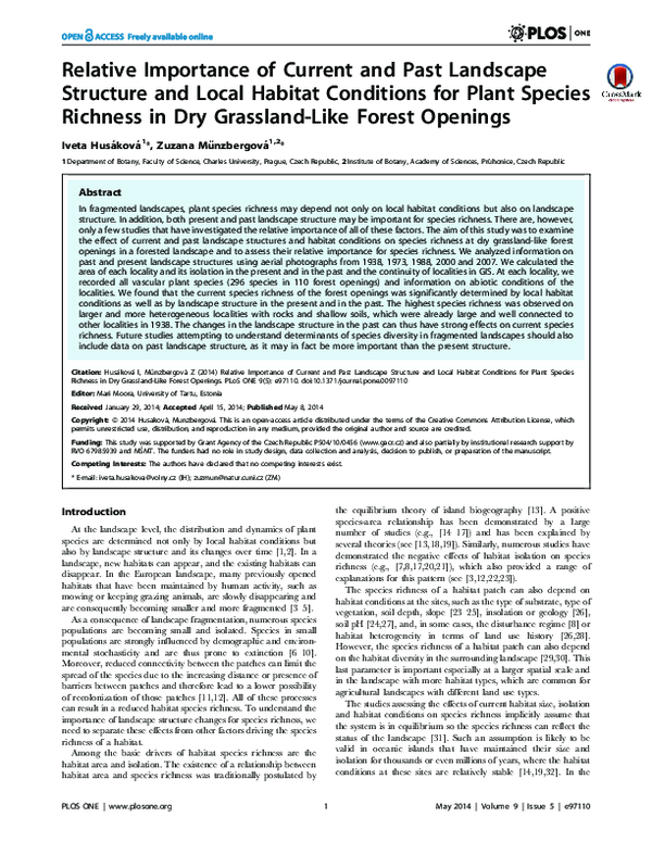 (PDF) Relative Importance of Current and Past Landscape Structure and ...
