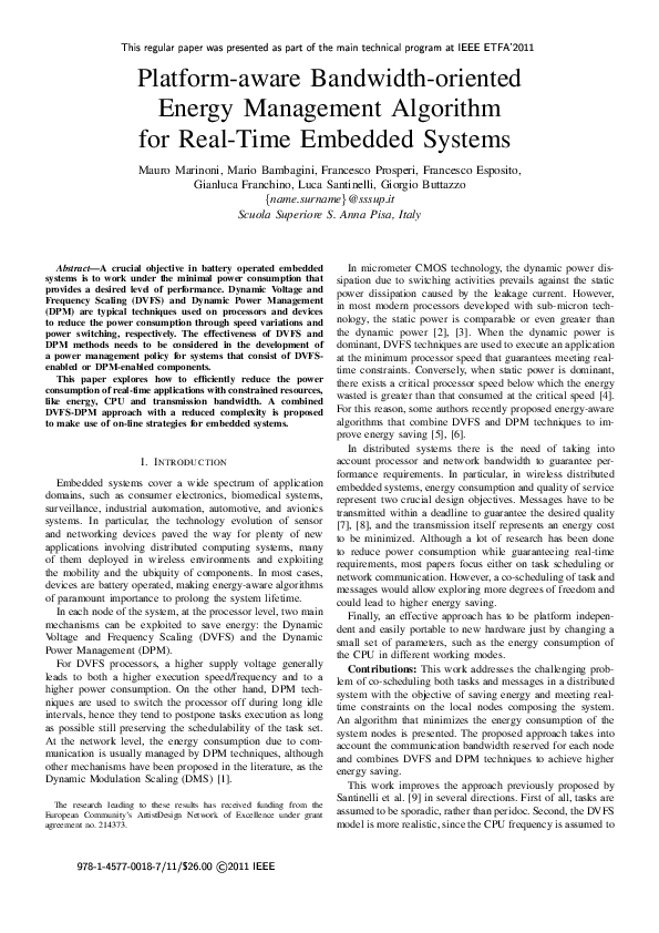 (PDF) Platform-aware bandwidth-oriented energy management algorithm for ...