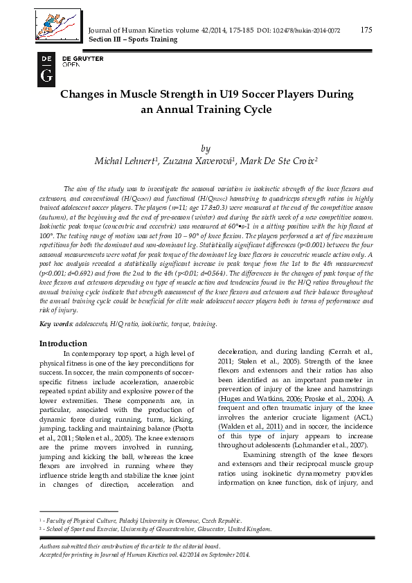 (PDF) Changes in Muscle Strength in U19 Soccer Players During an Annual ...