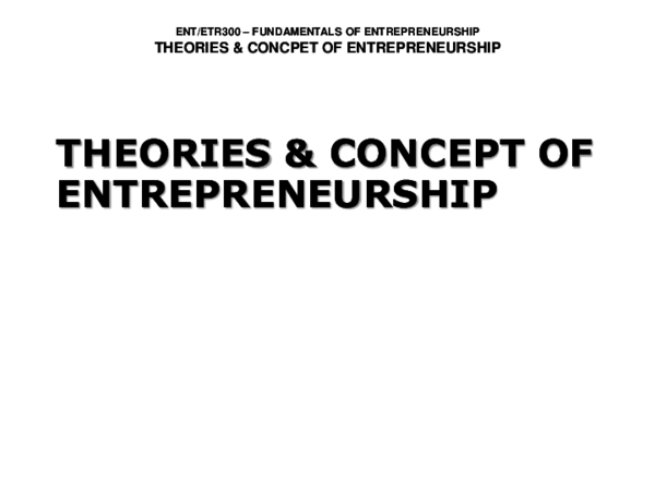 (PDF) ENT/ETR300 – FUNDAMENTALS OF ENTREPRENEURSHIP THEORIES & CONCEPT ...