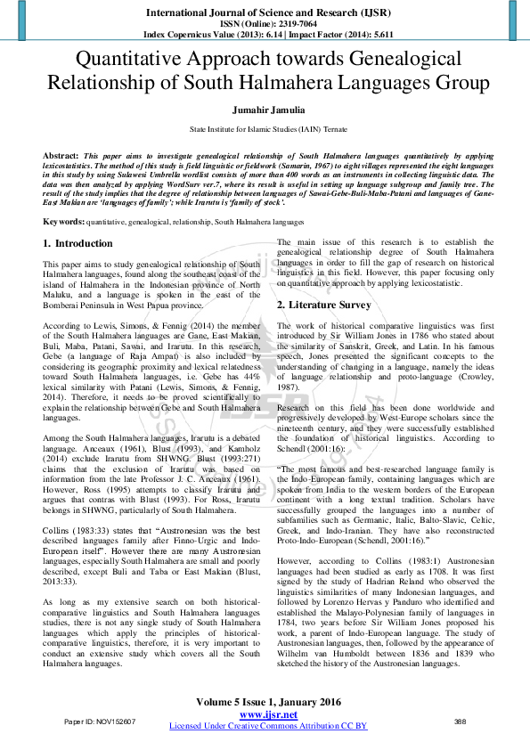 (PDF) Quantitative Approach towards Genealogical Relationship of South ...