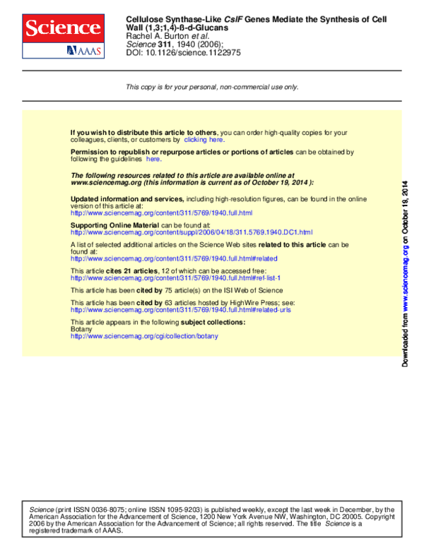 (PDF) Cellulose Synthase-Like CslF Genes Mediate the Synthesis of Cell ...