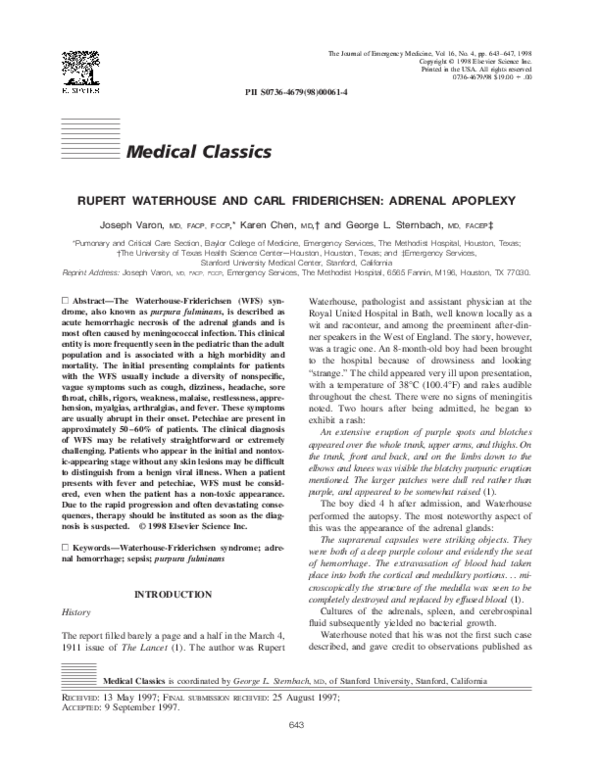 (PDF) Rupert waterhouse and carl friderichsen adrenal apoplexy