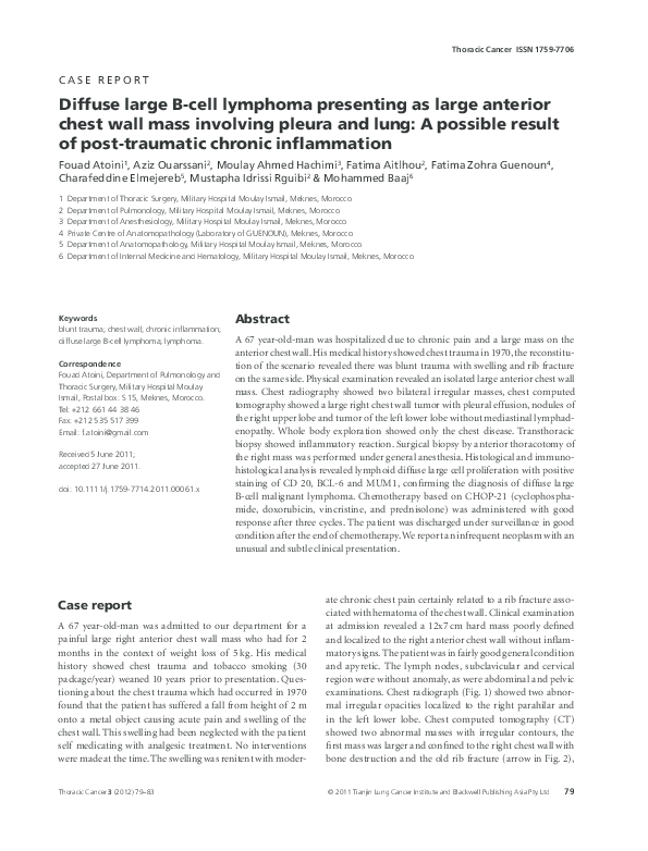 (PDF) Diffuse large B-cell lymphoma presenting as large anterior chest ...