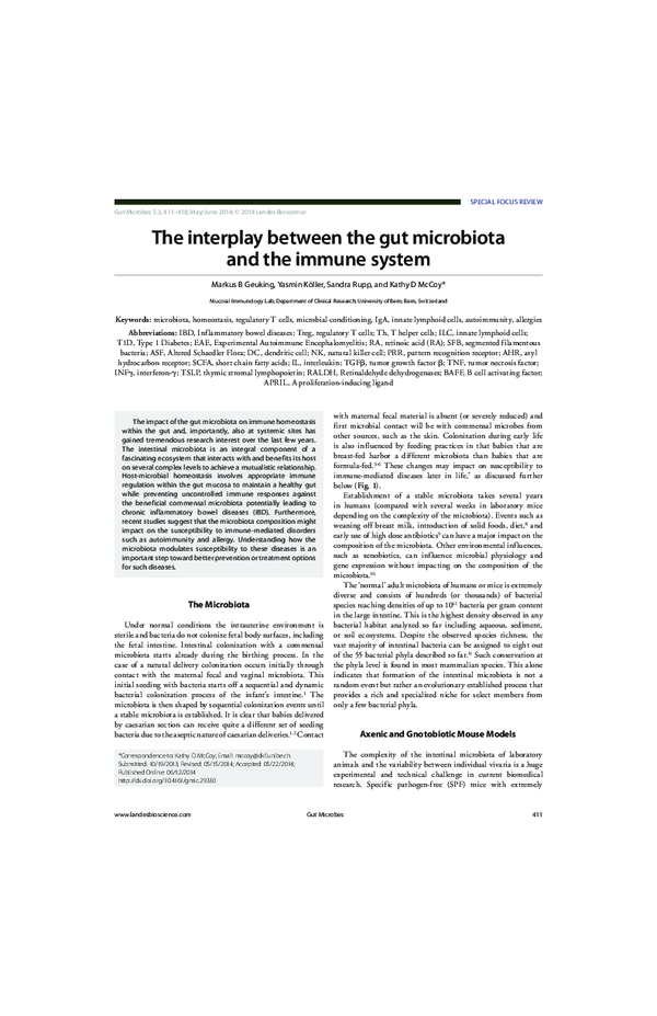 (PDF) The interplay between the gut microbiota and the immune system