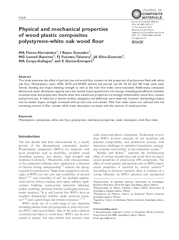 (PDF) Physical and mechanical properties of wood plastic composites ...