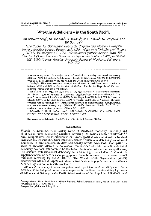 (PDF) Vitamin A deficiency in the South Pacific