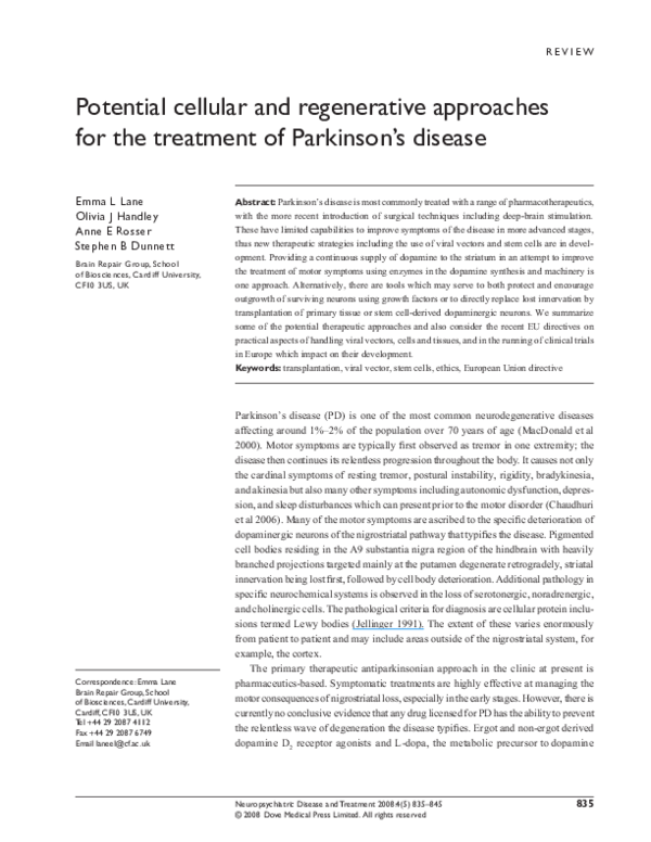 (PDF) Potential cellular and regenerative approaches for the treatment ...