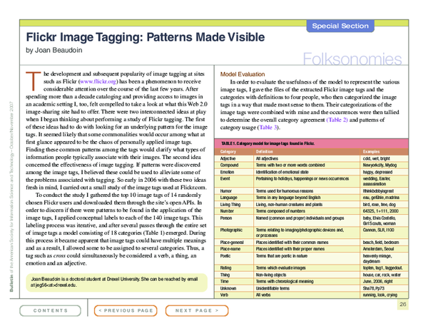 (PDF) Folksonomies: Flickr image tagging: Patterns made visible