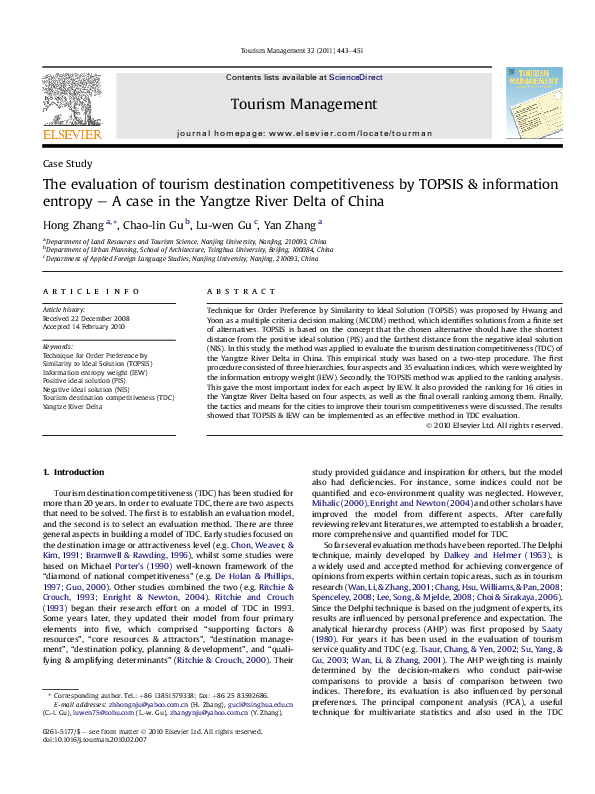  PDF The Evaluation Of Tourism Destination Competitiveness By TOPSIS 
