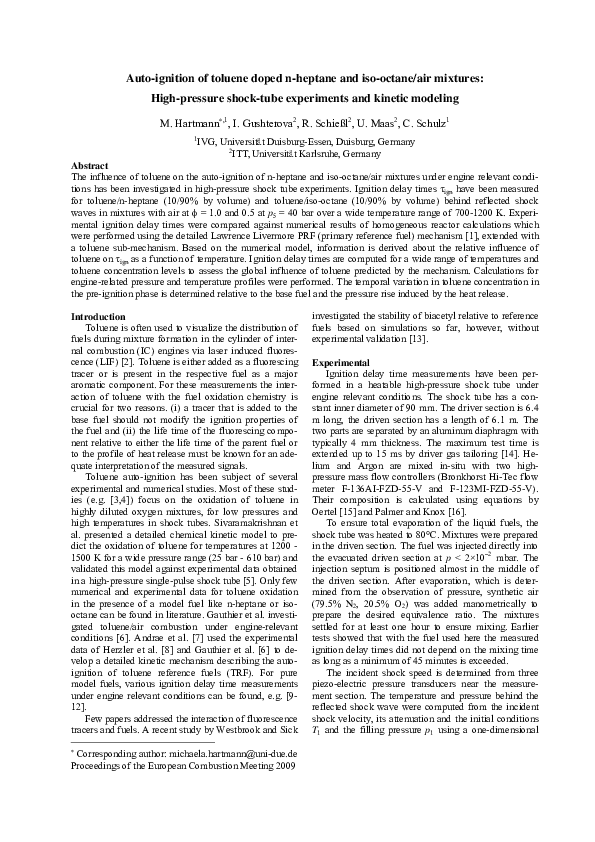 (PDF) Autoignition of toluenedoped nheptane and isooctane/air