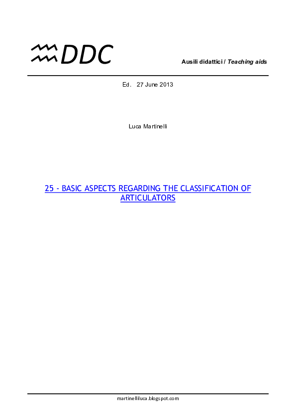 (PDF) BASIC ASPECTS REGARDING THE CLASSIFICATION OF ARTICULATORS Luca