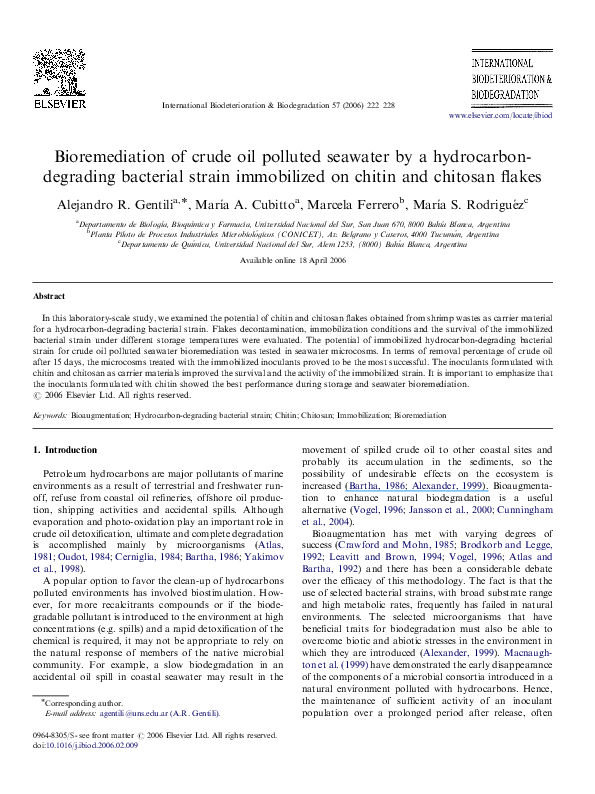 (PDF) Bioremediation of crude oil polluted seawater by a hydrocarbon ...