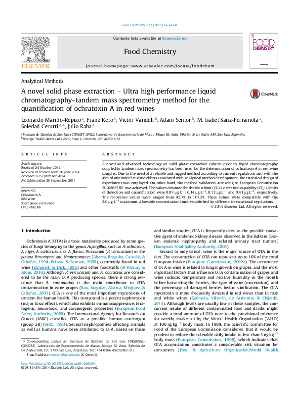 (PDF) A novel solid phase extraction Ultra high performance liquid chromatographytandem mass