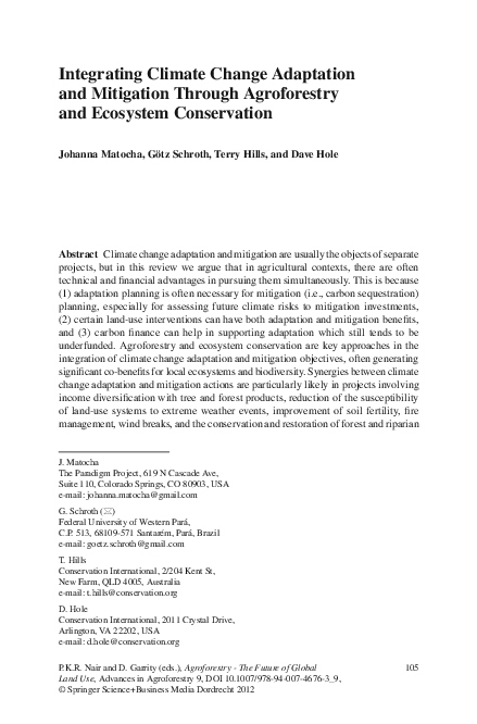 (PDF) Integrating Climate Change Adaptation and Mitigation Through ...