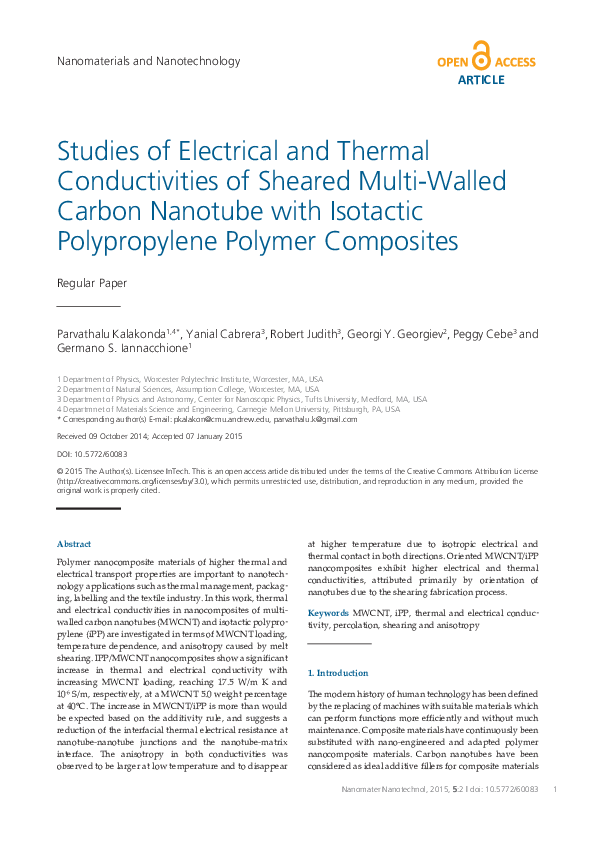 (PDF) Studies of Electrical and Thermal Conductivities of Sheared Multi ...
