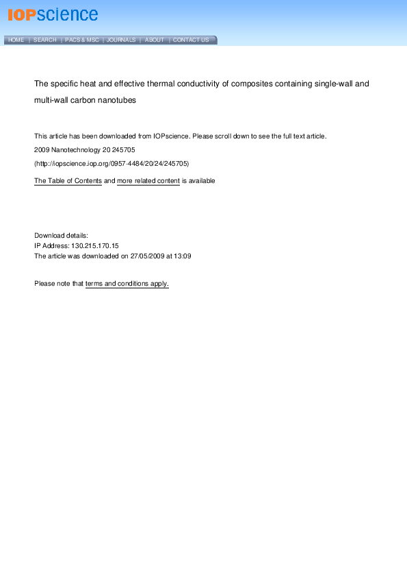 (PDF) The specific heat and effective thermal conductivity of ...