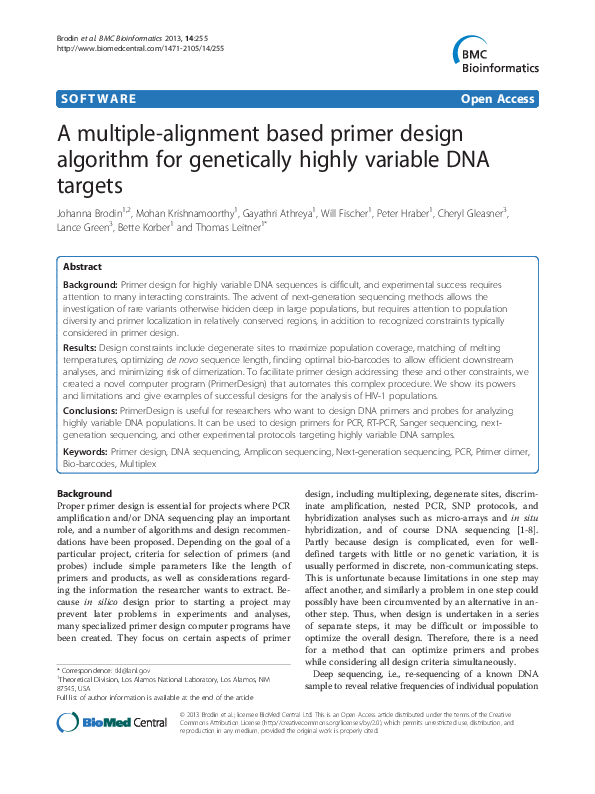 (PDF) A multiple-alignment based primer design algorithm for ...