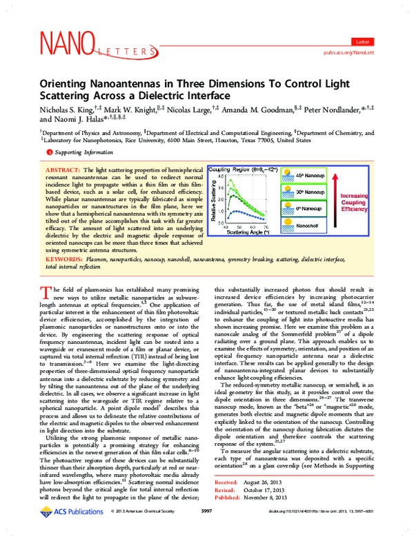 (PDF) Orienting Nanoantennas in Three Dimensions To Control Light ...