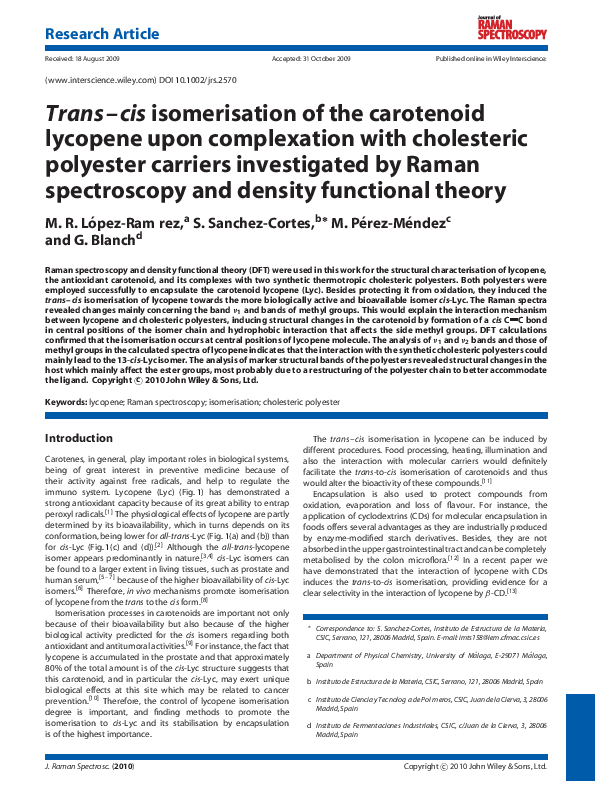 (PDF) Trans-cis isomerisation of the carotenoid lycopene upon ...
