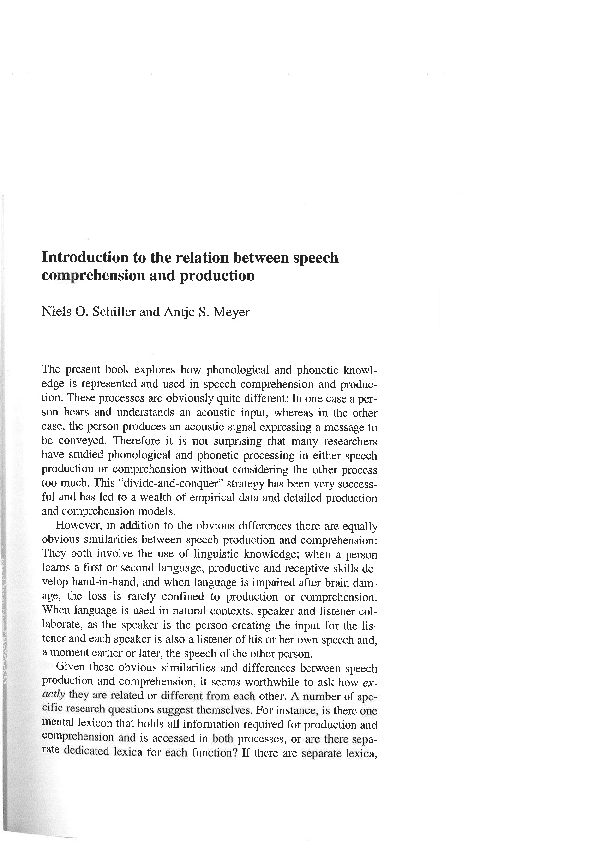 (PDF) Introduction to the relation between speech comprehension and ...