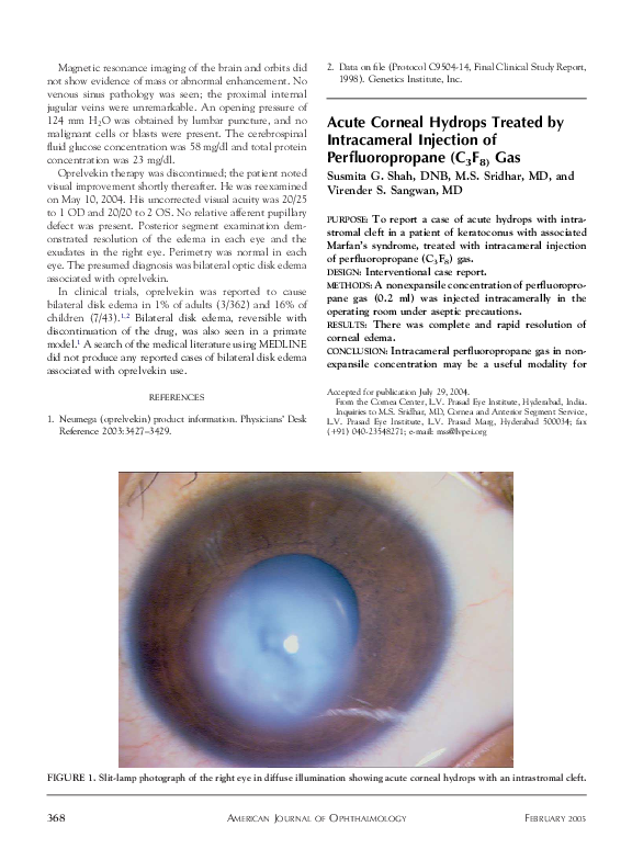 (PDF) Acute corneal hydrops treated by intracameral injection of ...