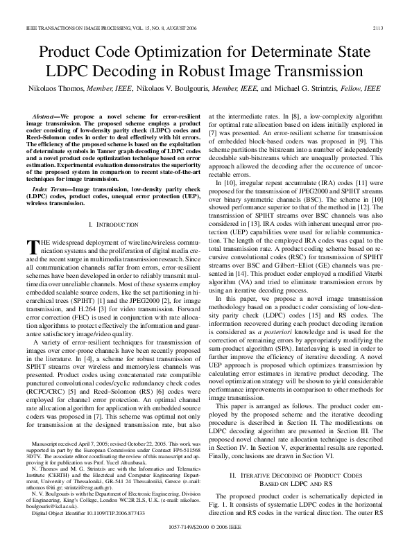 (PDF) Product code optimization for determinate state LDPC decoding in ...