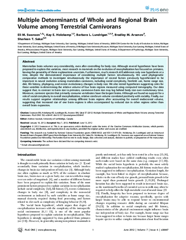 (PDF) Multiple Determinants of Whole and Regional Brain Volume among ...