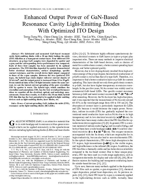 (PDF) Enhanced Output Power of GaN-Based Resonance Cavity Light ...